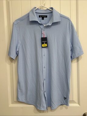Daniel Cremieux Light Blue Short-Sleeve Dot Button-Down Shirt